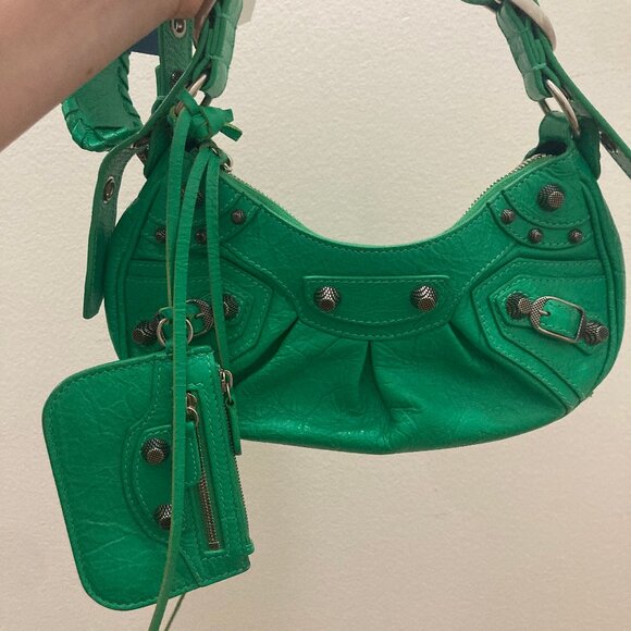 Authentic Balenciaga Le Cagole Giant Studs Shoulder Bag XS Apple Green - Picture 3 of 11